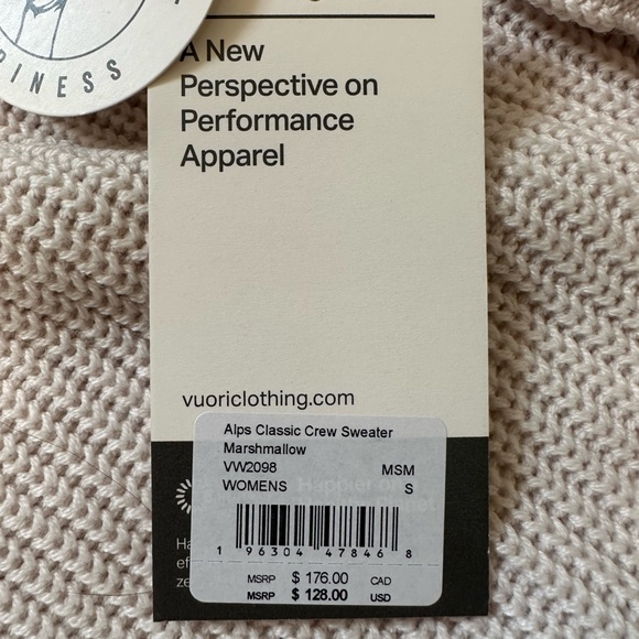 Vuori Women's Light Cream Crew Neck Sweater - Picture 2 of 2